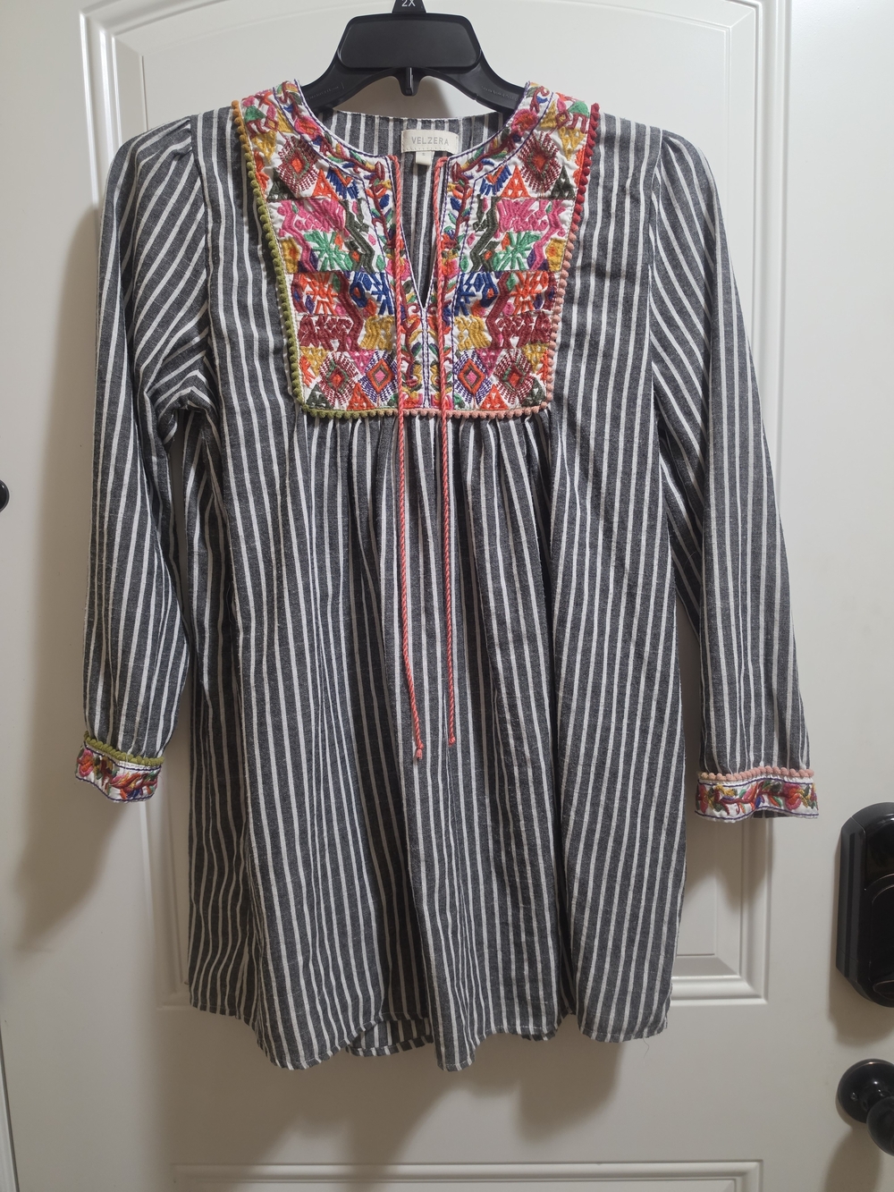 Velzera Embroidered Striped Tunic - Women’s Size Small